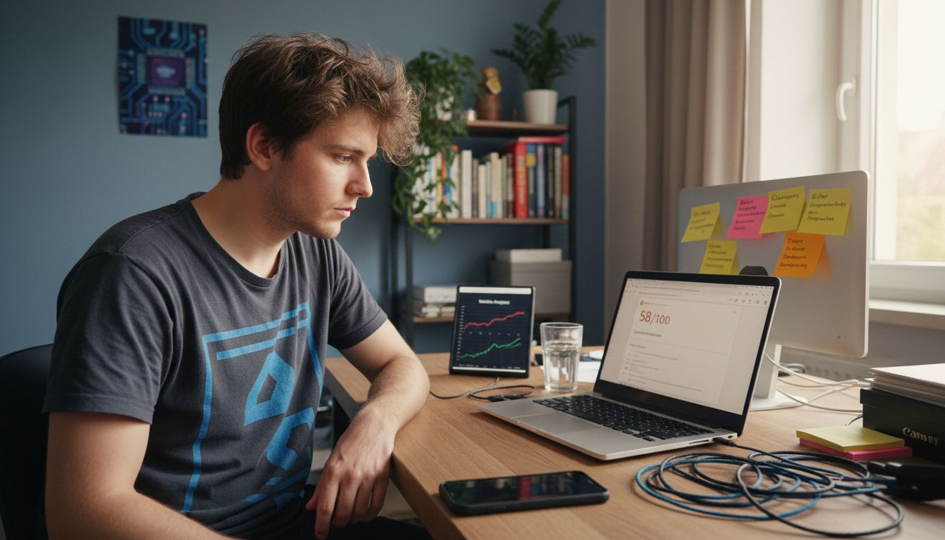 Webentwickler prüft Tools zur Analyse der Seiten-Performance