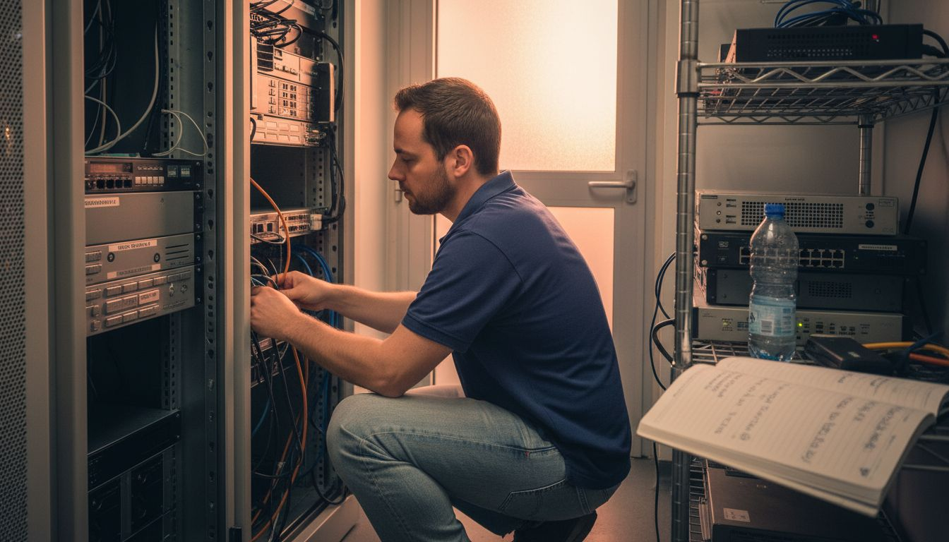 Ein IT-Fachmann sorgt dafür, dass Server ressourcenschonend und umweltfreundlich betrieben werden.