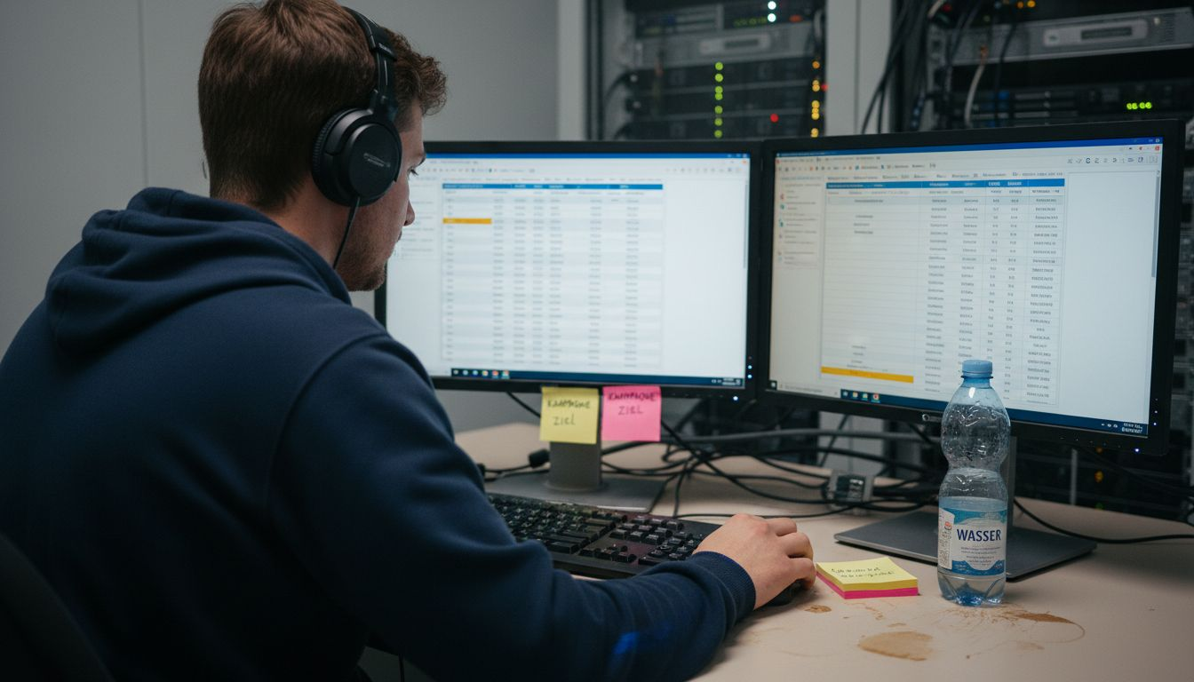 Ein Marketingexperte setzt im Serverraum KI-Tools ein.