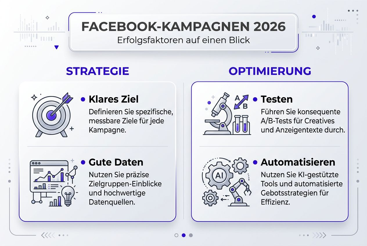 Infografik: Die wichtigsten Erfolgsfaktoren für Facebook-Kampagnen 2026
