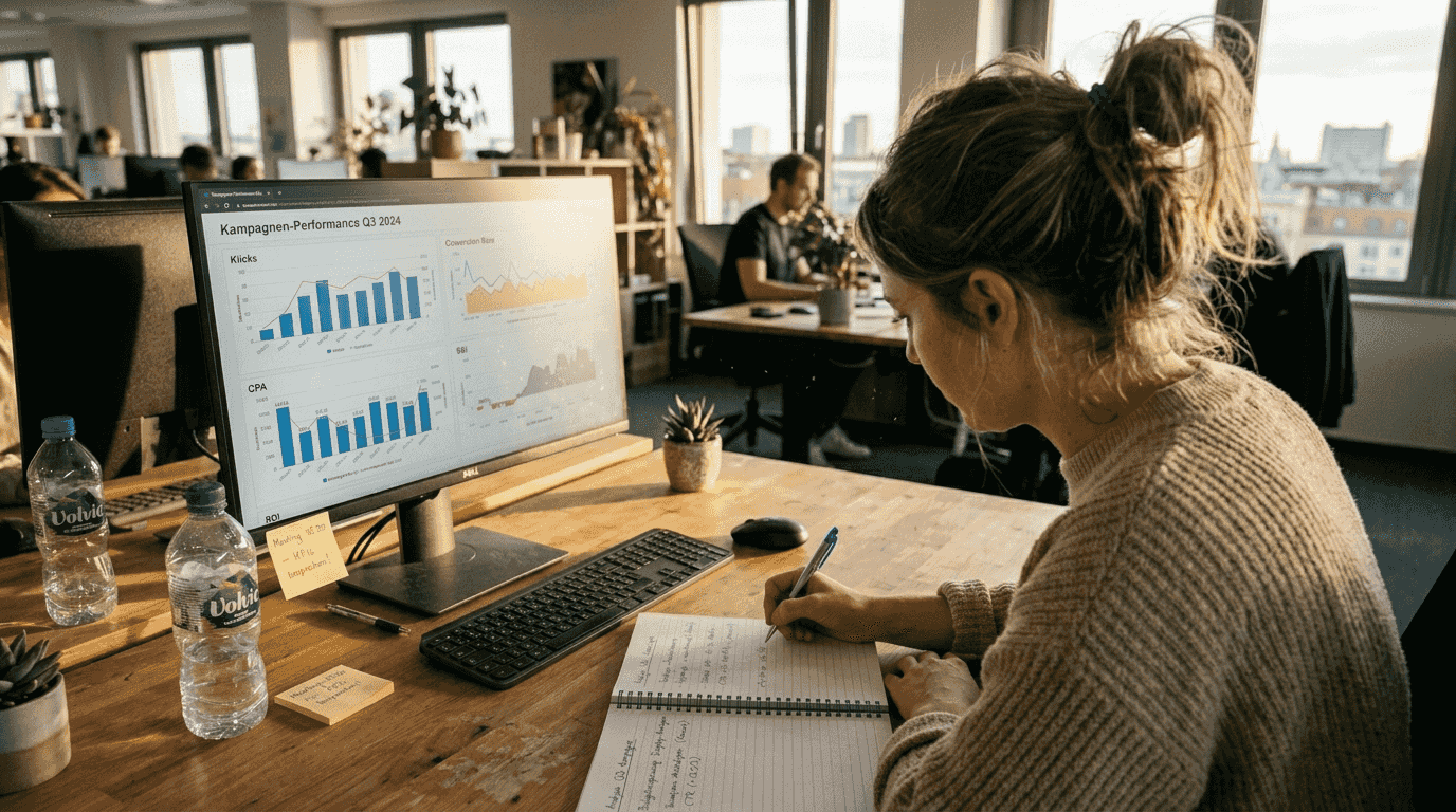 Ein Analyst überprüft die Performance von Instagram-Anzeigen im Elektronikbereich.