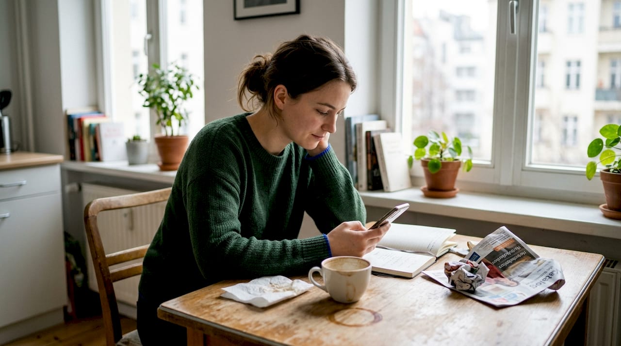 Ein Kunde stöbert durch die Produktangebote eines Technik-Shops auf Instagram.