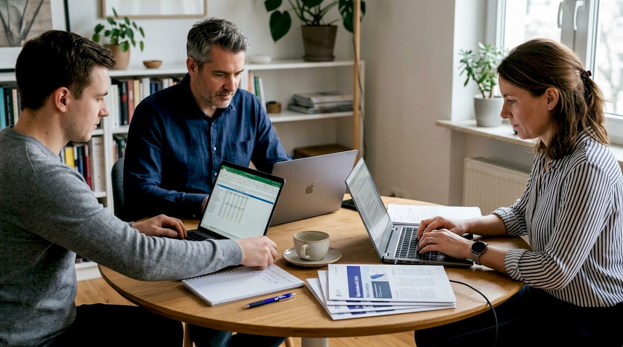 Ein Team entwickelt gemeinsam eine Strategie für den Online-Auftritt im Rahmen eines Workshops.
