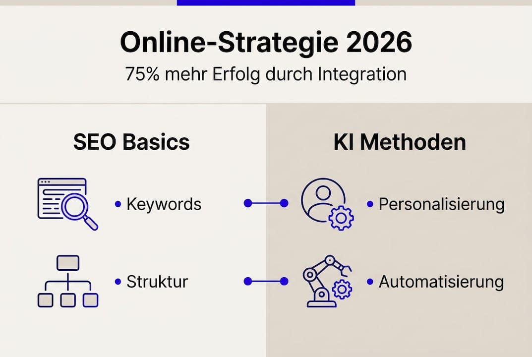 Online-Erfolgsstrategie: Wie SEO und KI gemeinsam für mehr Sichtbarkeit sorgen – eine Infografik
