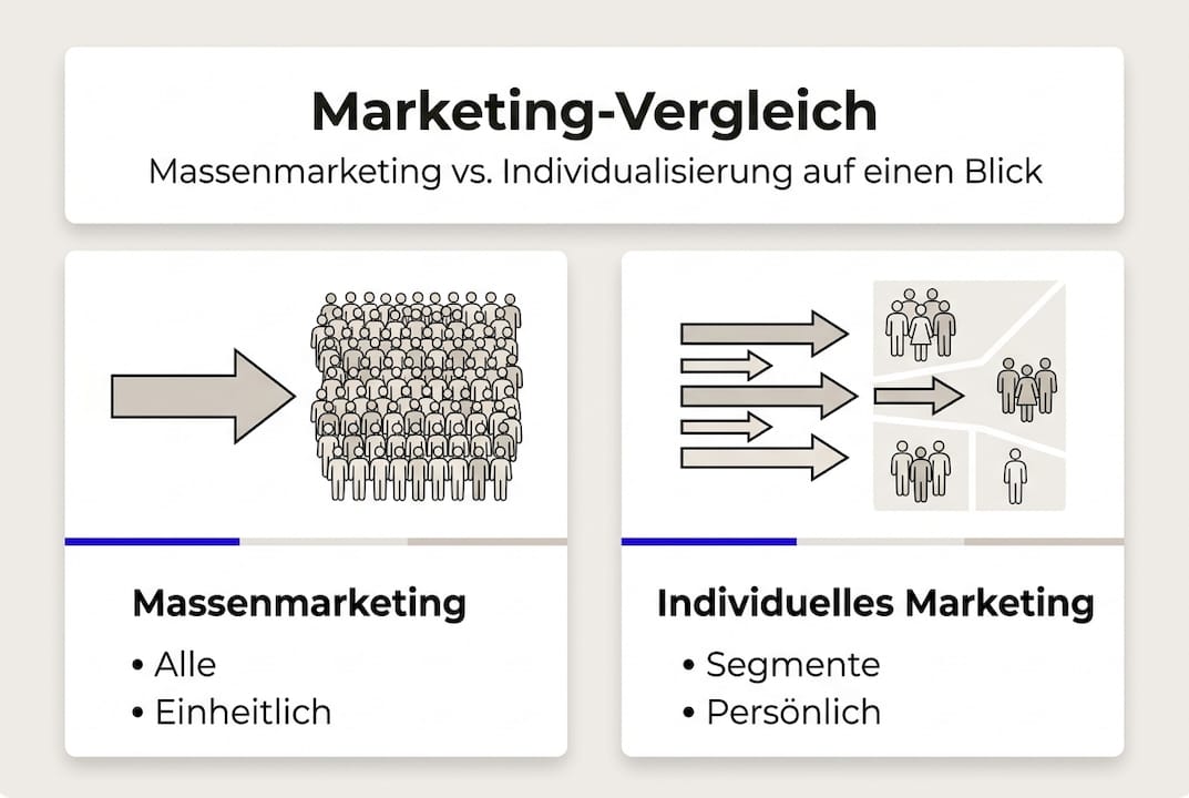 Übersichtsgrafik: Verschiedene Marketingstrategien im direkten Vergleich