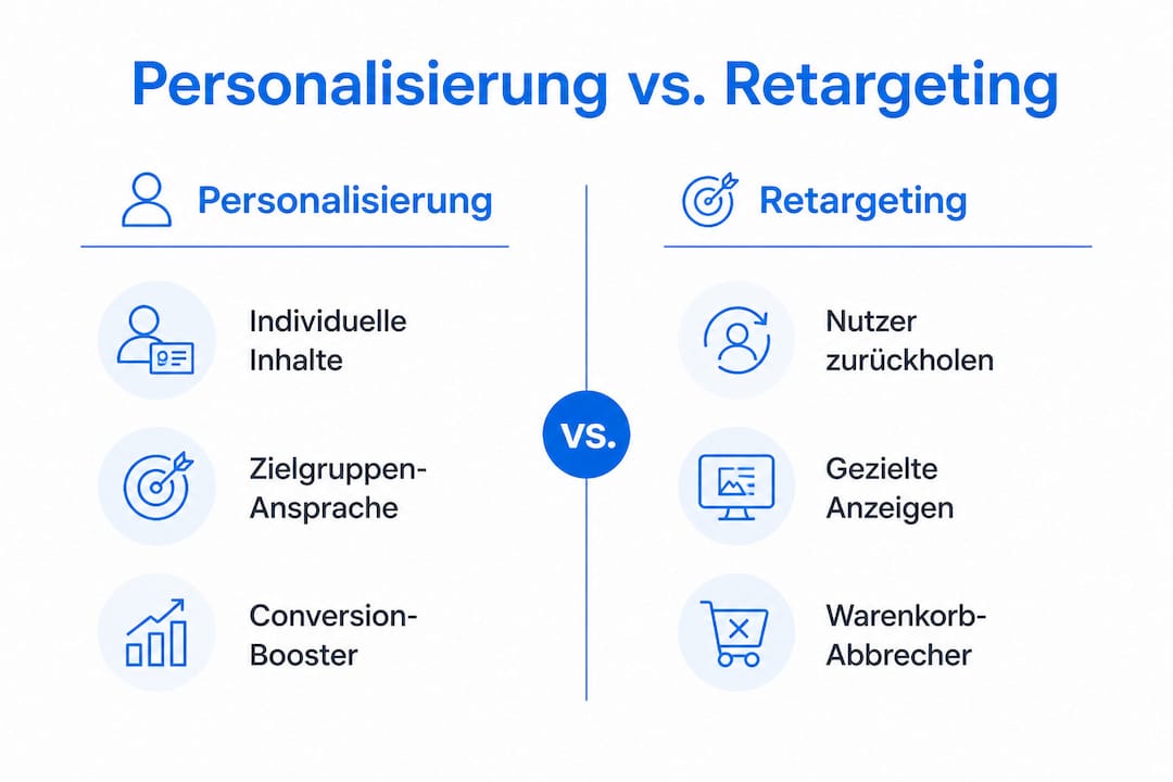 In der Infografik werden die Unterschiede zwischen Personalisierung und Retargeting anschaulich dargestellt.