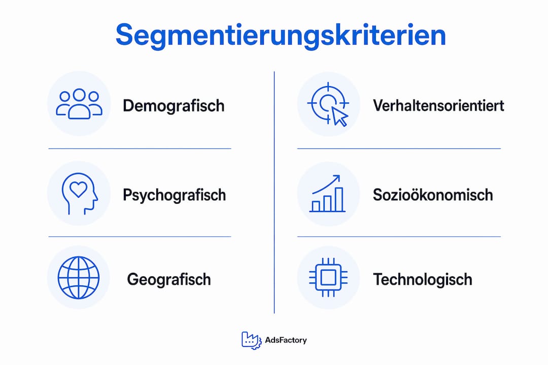 Übersichtliche Infografik zu den wichtigsten Kriterien der Segmentierung