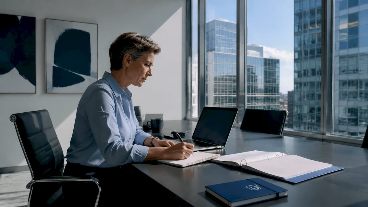Marketing-Analystin, die mit verschiedenen Datenauswertungen auf dem Bildschirm arbeitet