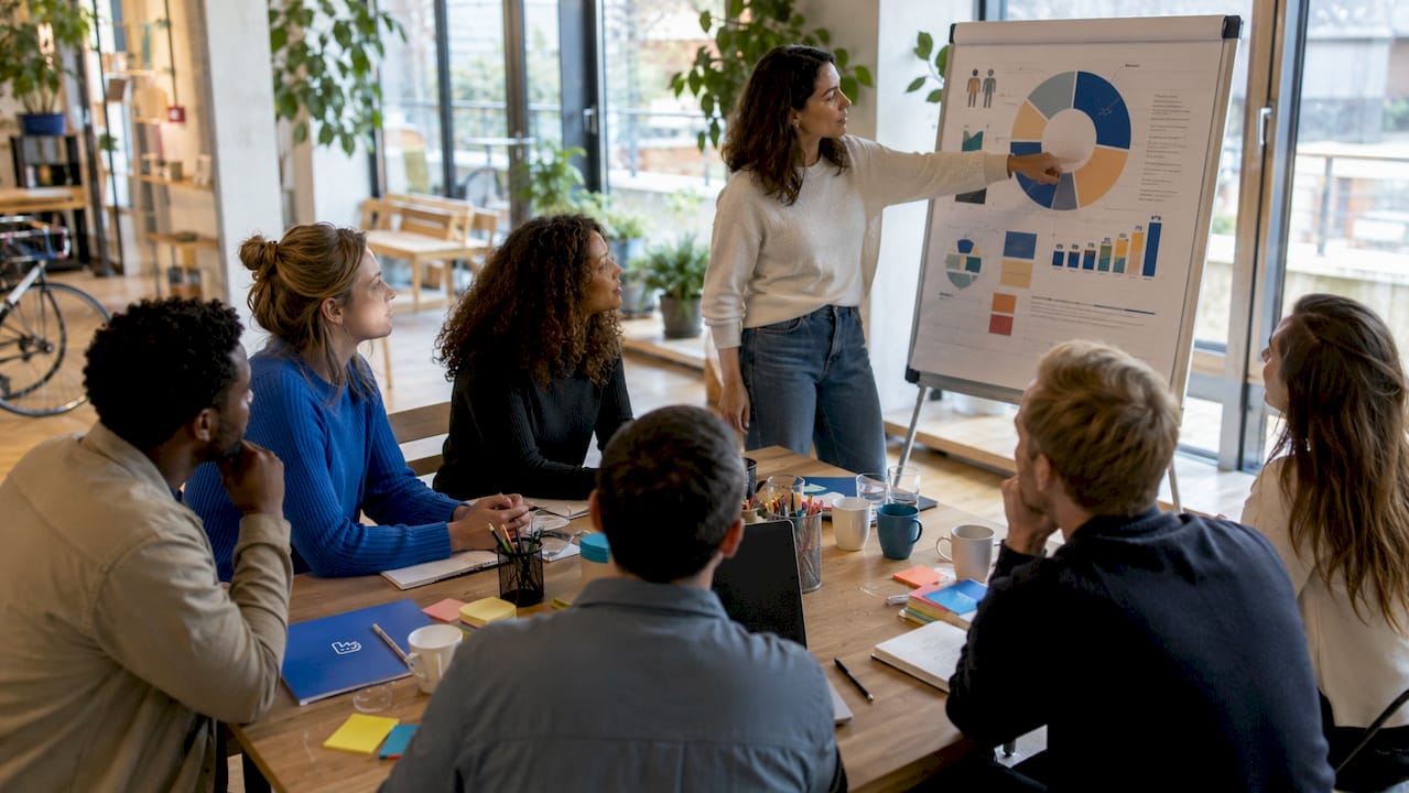 Im Meeting diskutiert das Marketingteam, wie die verschiedenen Zielgruppen am besten angesprochen werden können.