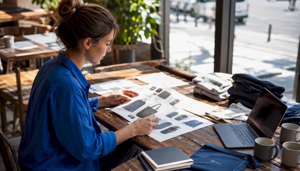 Ein Online-Merchandiser prüft die Empfehlungen der KI, um das Sortiment optimal zu gestalten.