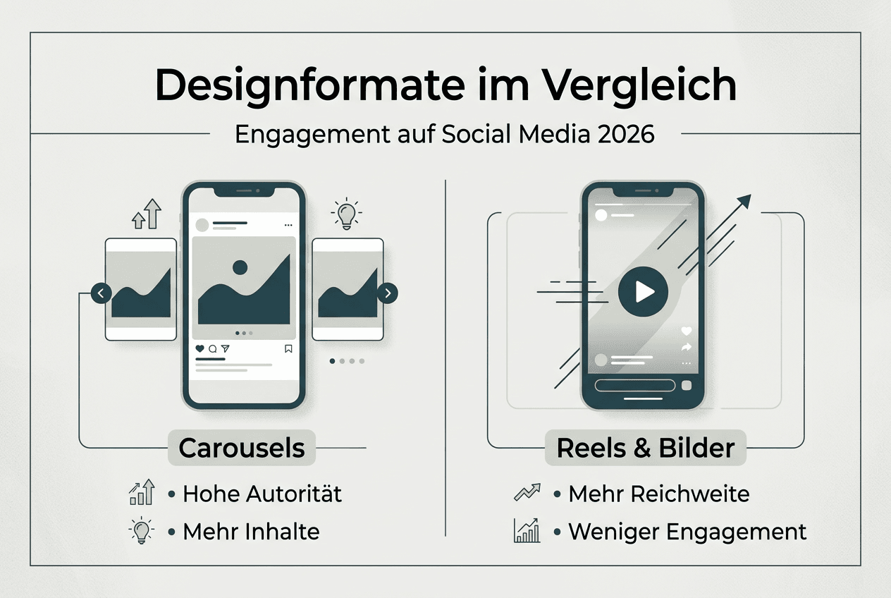 Die Infografik gibt einen Überblick über verschiedene Designformate und zeigt, wie sie das Nutzerengagement beeinflussen.