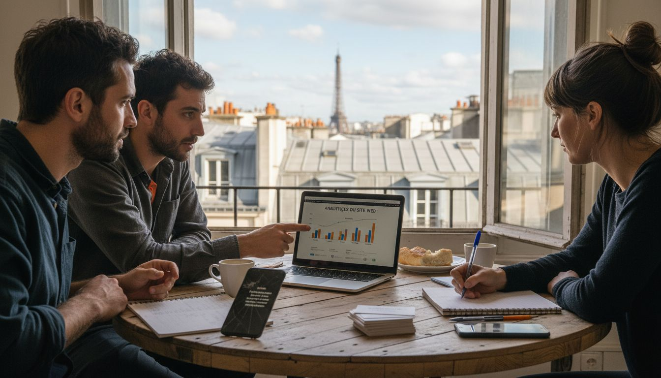 Une petite équipe se réunit pour réfléchir à la nouvelle stratégie de mise à jour du site.