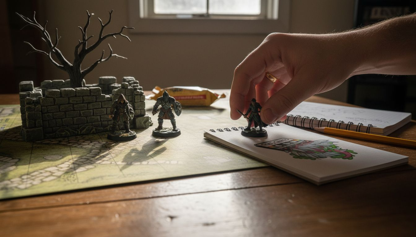 Miniatures hiding behind cover on DD battle map