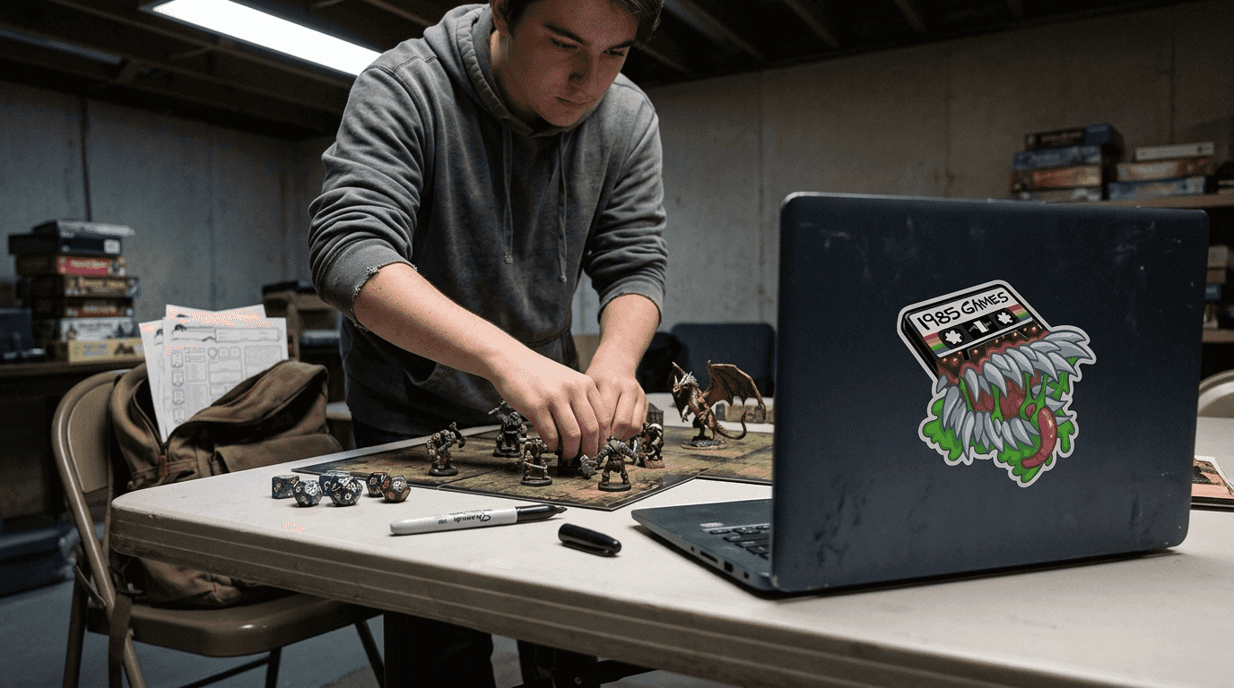 Dungeon master setting up modular battle maps