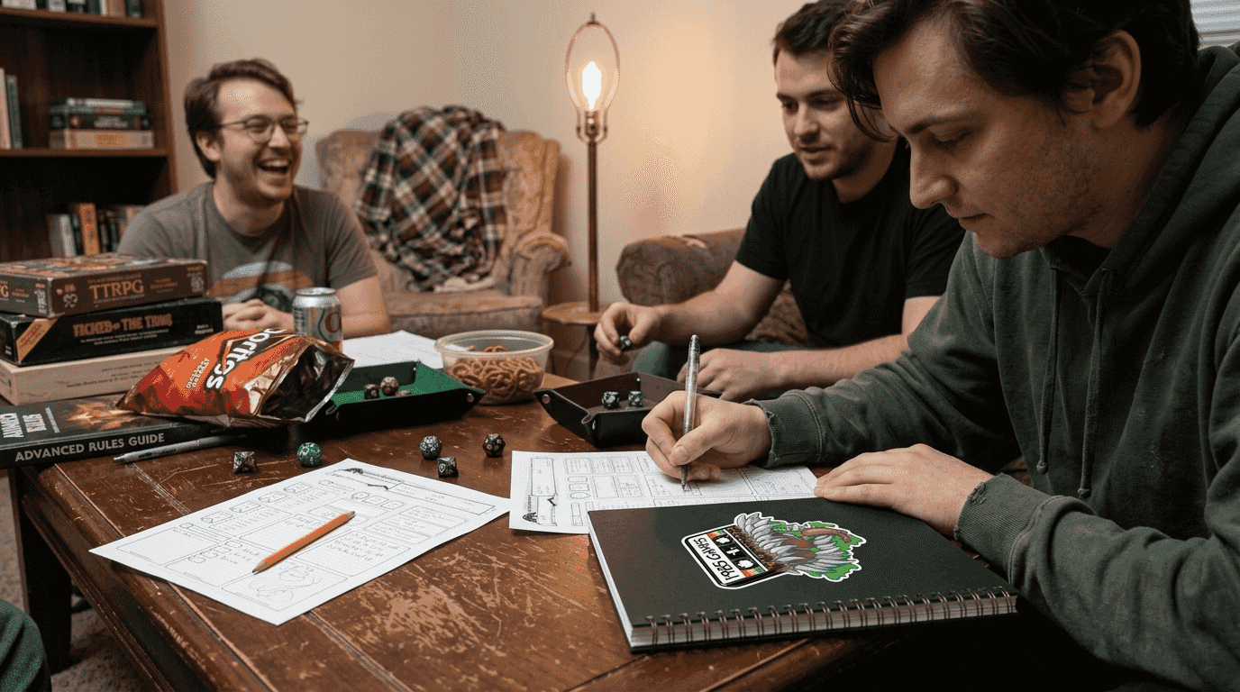 Players enjoying lively tabletop DD session