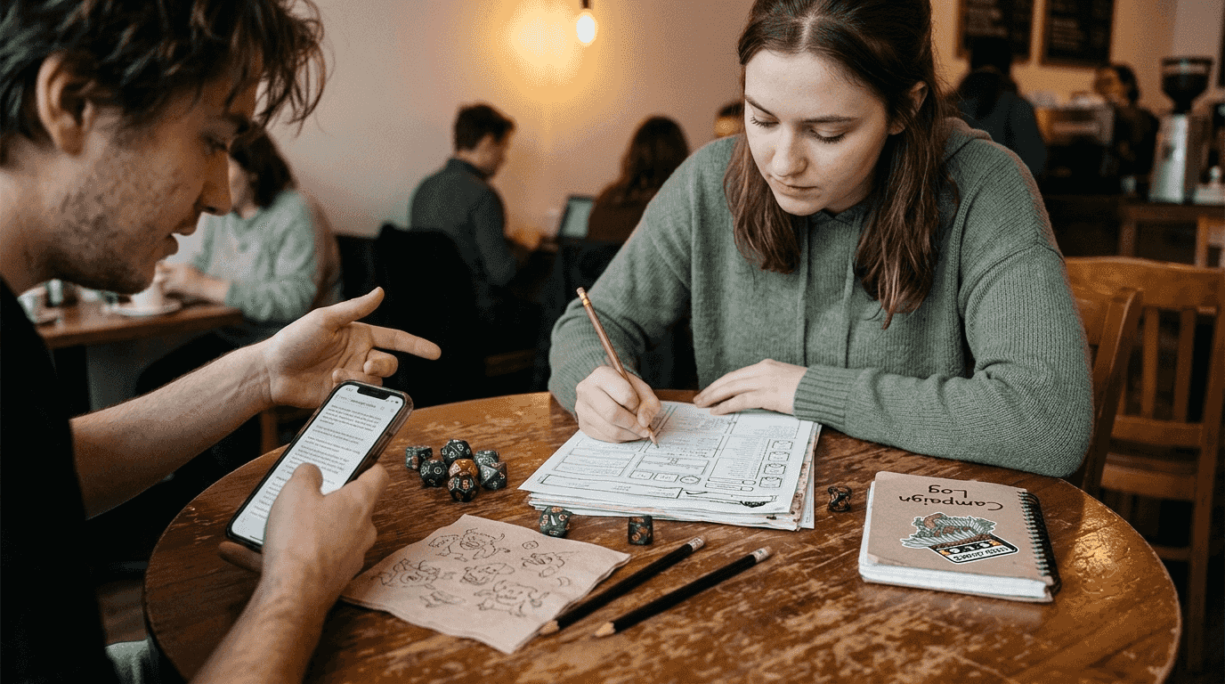 Players discussing DD character motivations