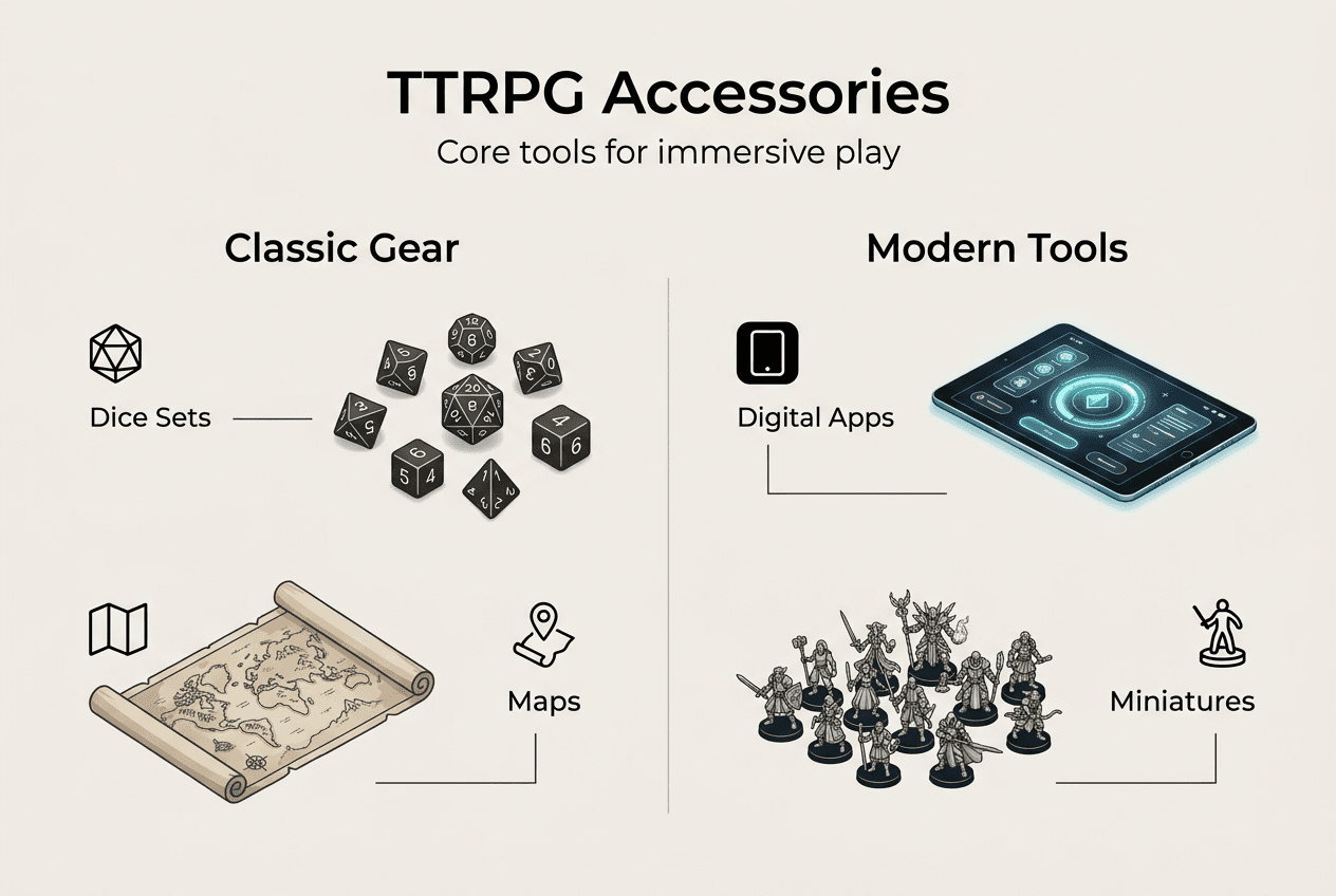 Infographic of TTRPG accessory categories
