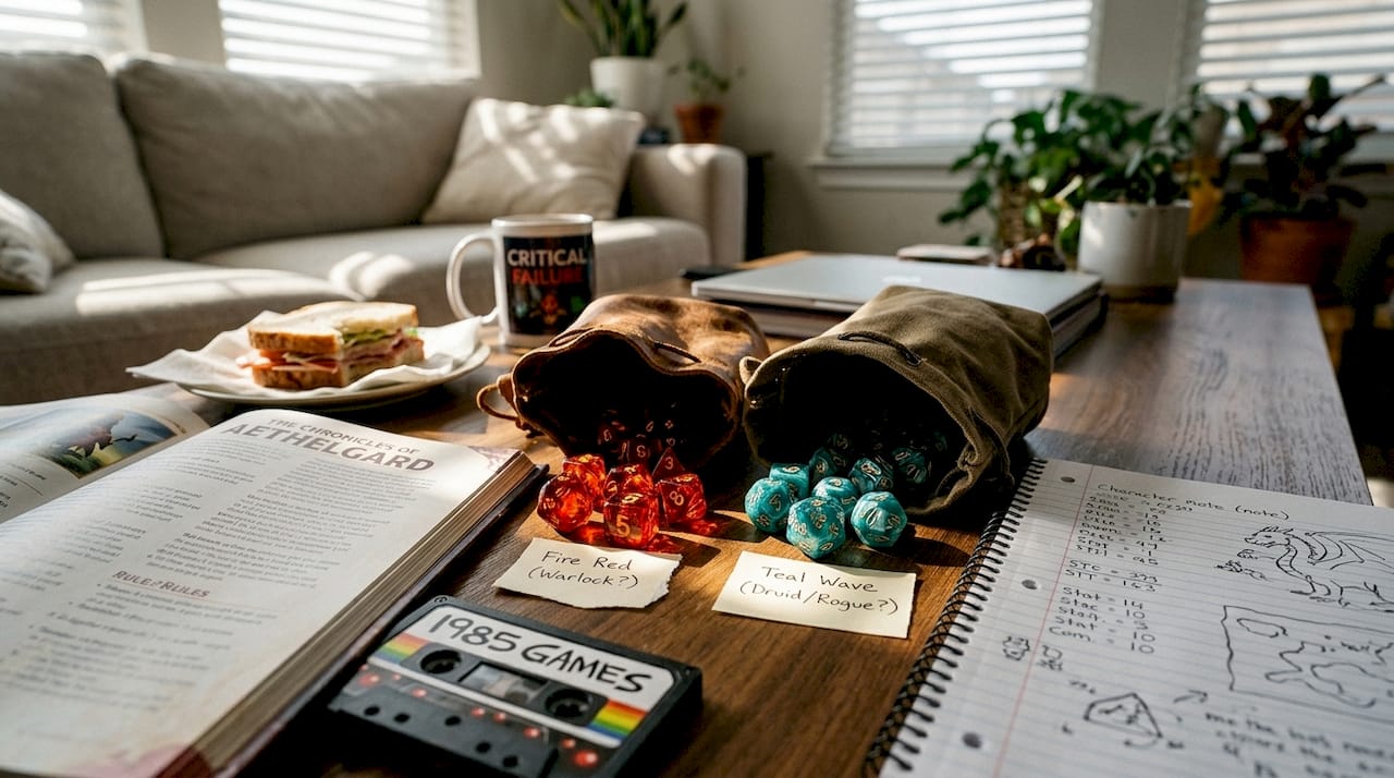 Multiple themed RPG dice sets for characters