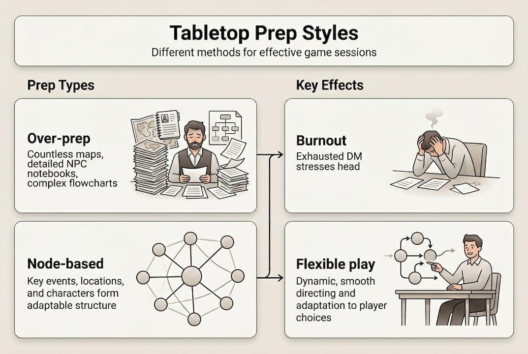 Infographic of tabletop session prep styles