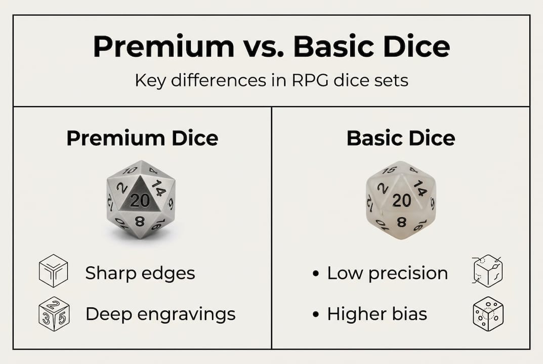 Infographic premium vs basic RPG dice