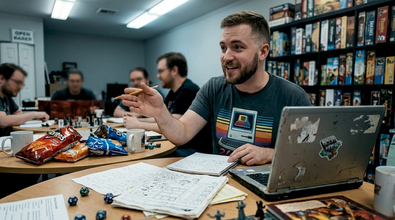 Gamemaster improvising during casual tabletop play