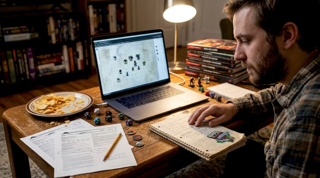 Tabletop gamer using digital and physical tools
