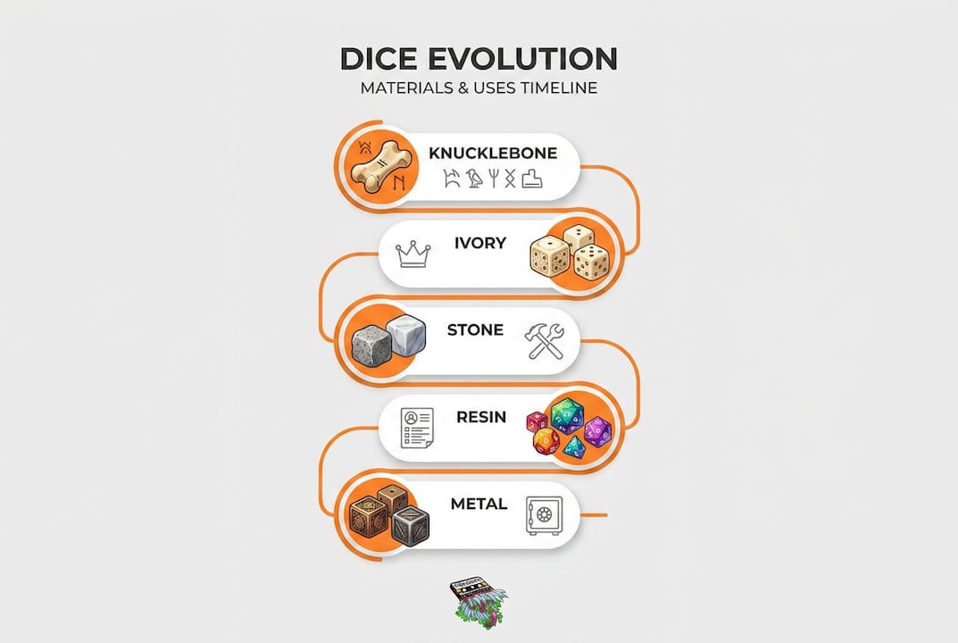 Timeline of dice materials and uses