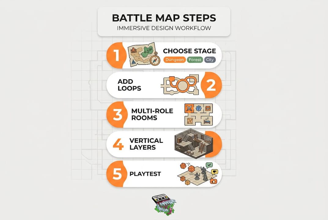 Infographic showing five-step DD map design process