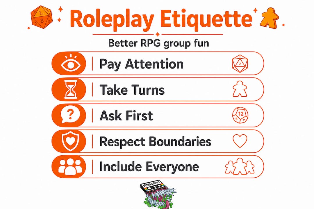Infographic showing key steps for RPG etiquette