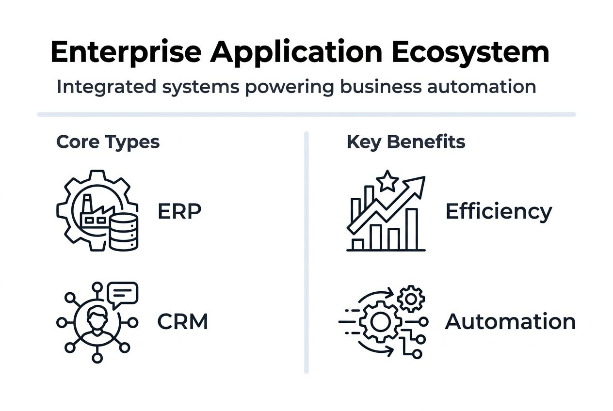 Infographic showing enterprise apps types and benefits