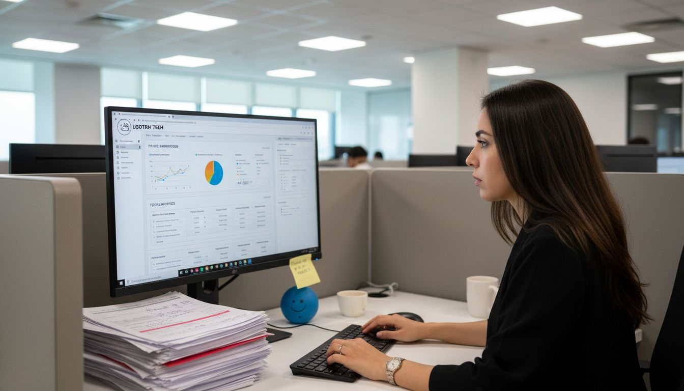 Employee automating workflow at desk