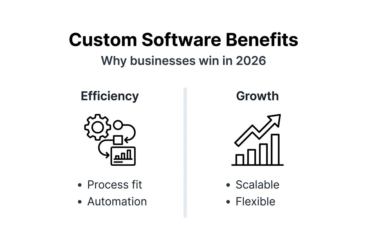 Infographic with efficiency and growth benefits