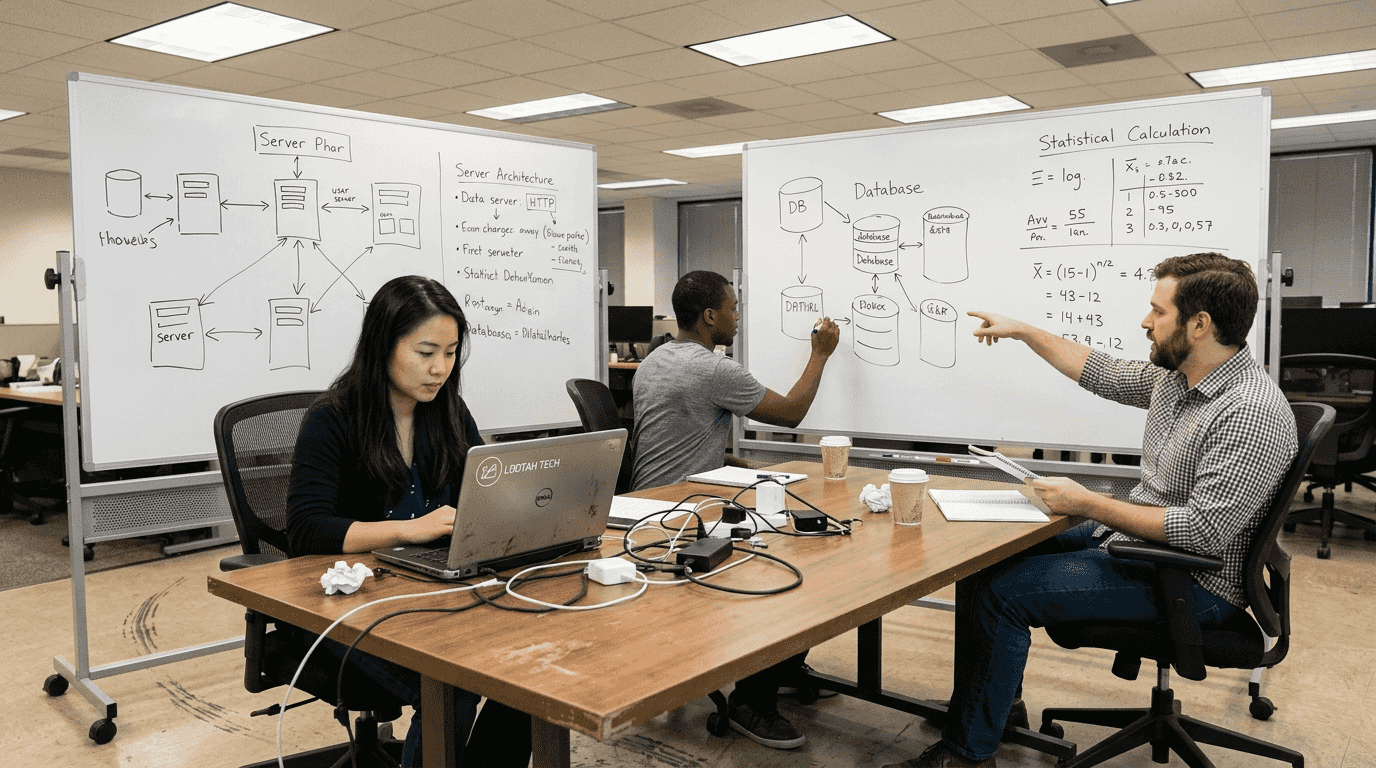 Analytics team discussing serverless architectures