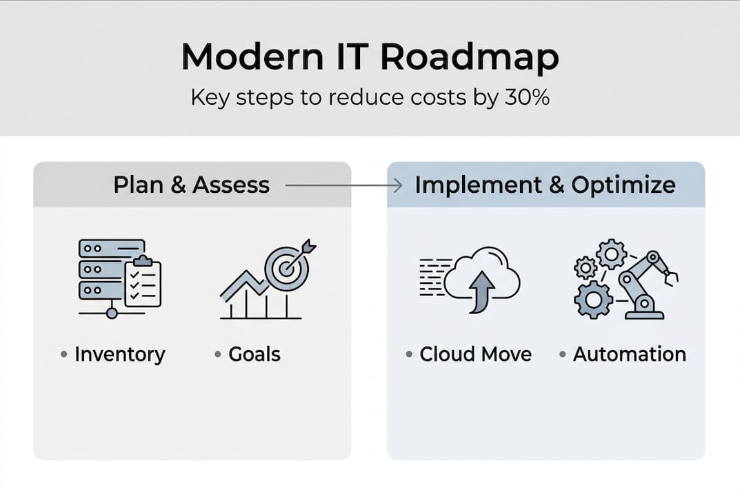 Infographic with steps for IT cost reduction
