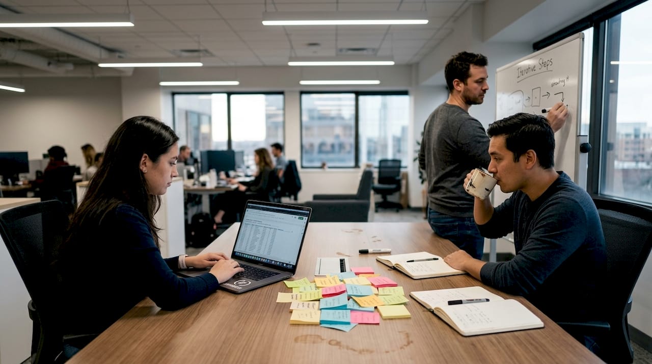 AI team planning project in shared workspace