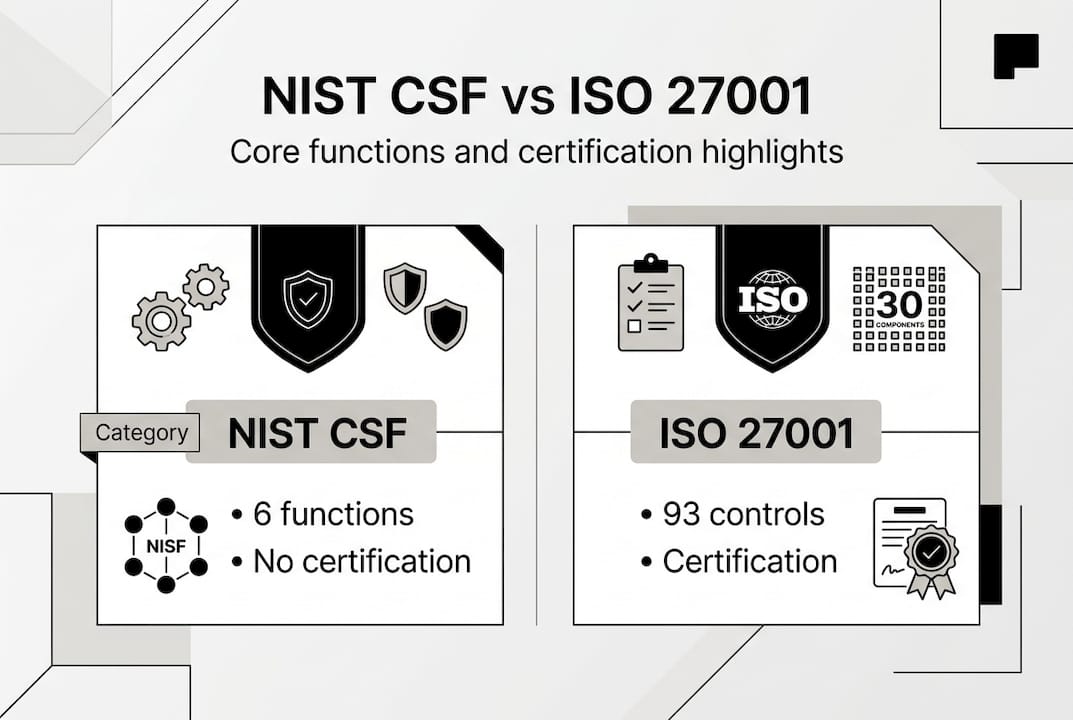 Infographic comparing NIST CSF and ISO 27001