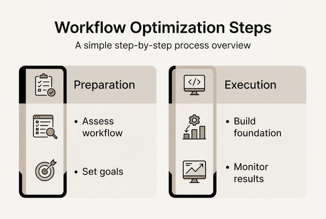 Infographic showing steps for workflow optimization