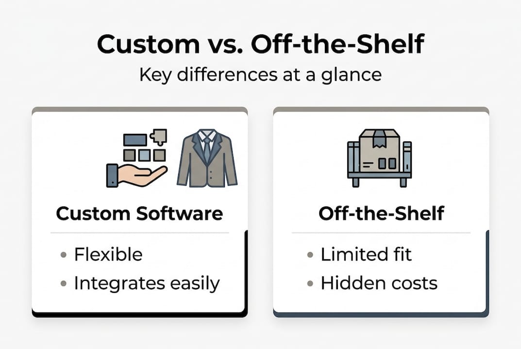 Infographic custom software versus off-the-shelf