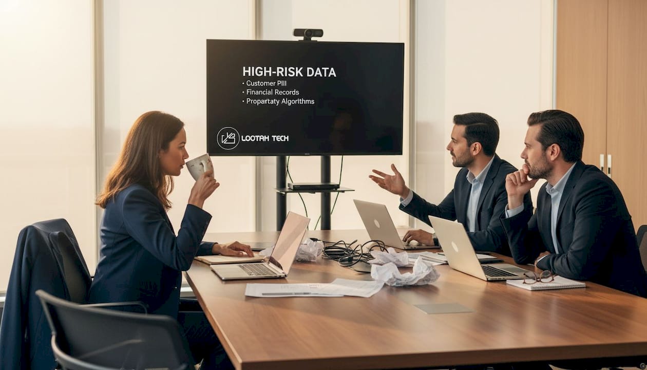 Executives discussing risk assessment in boardroom