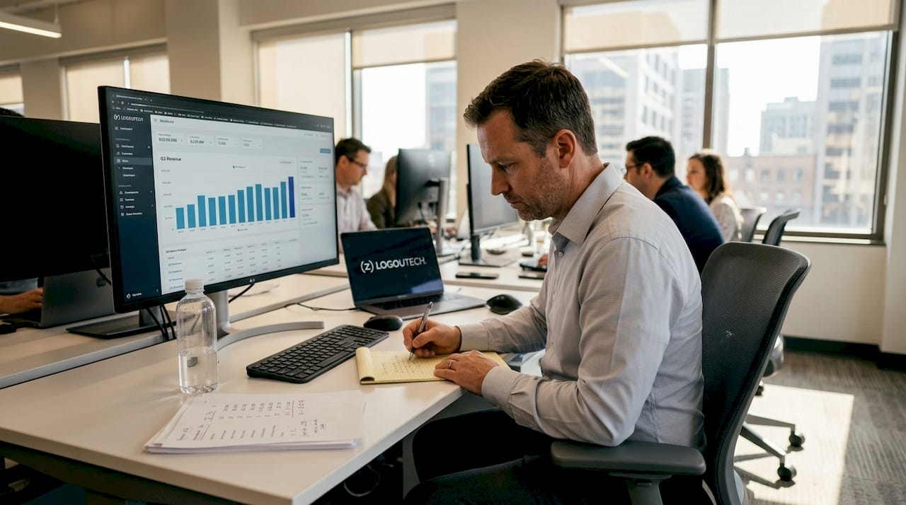 Analyst reviews app dashboard in workspace