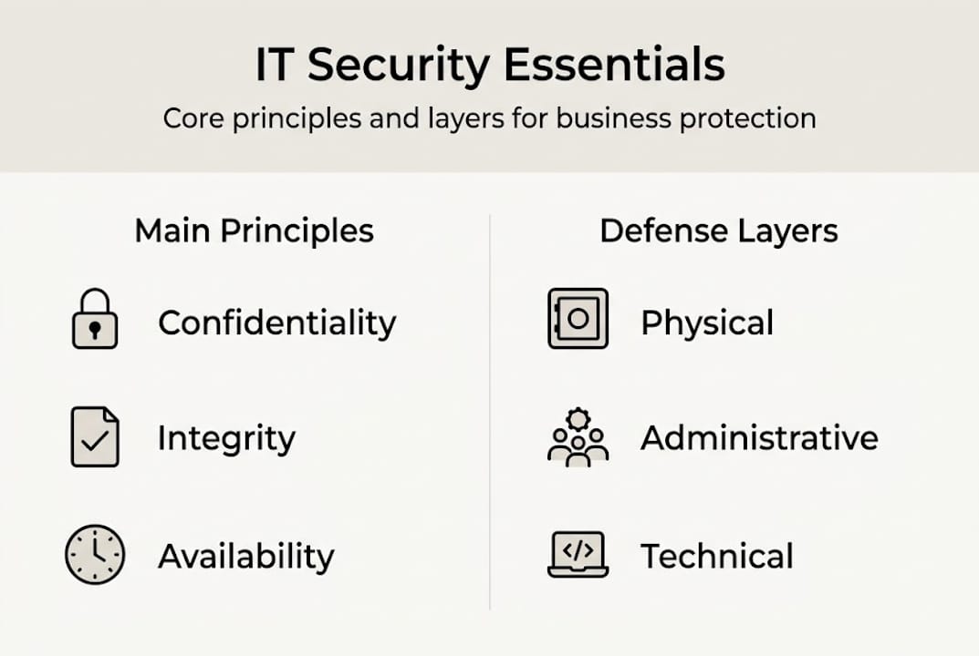 Infographic of IT security principles and layers