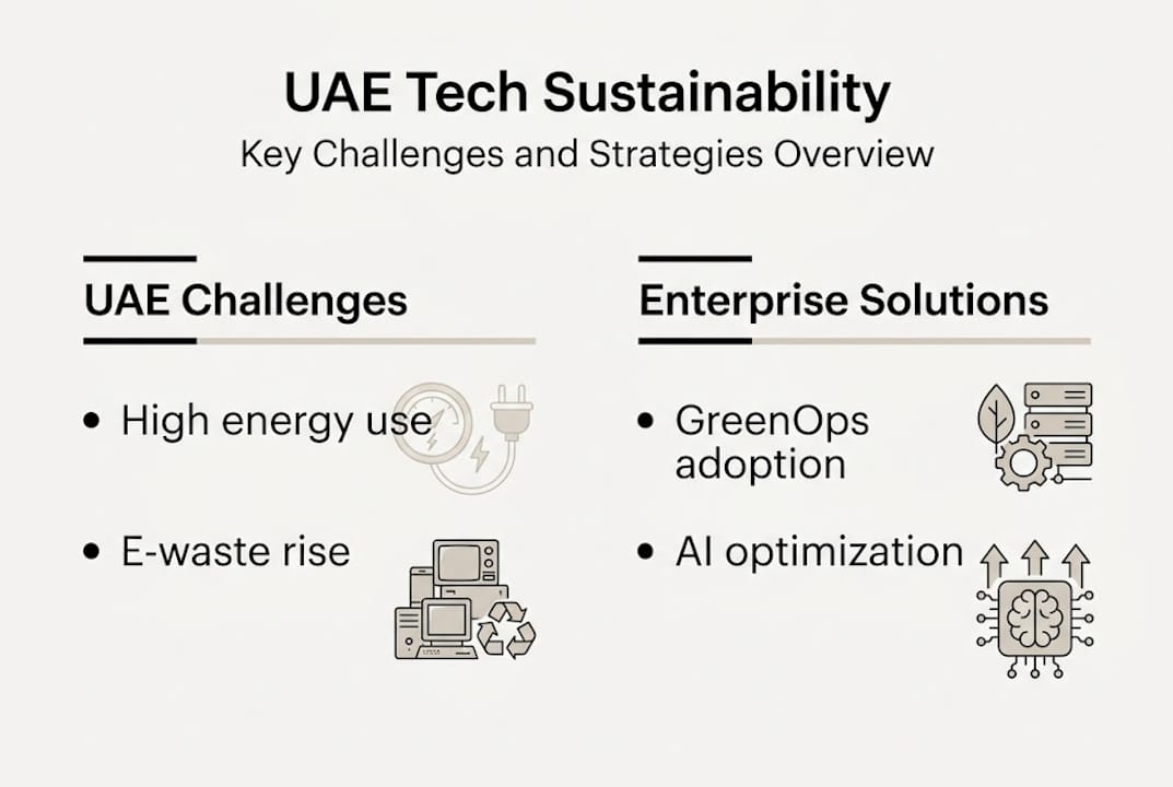 Infographic of UAE tech sustainability challenges and solutions