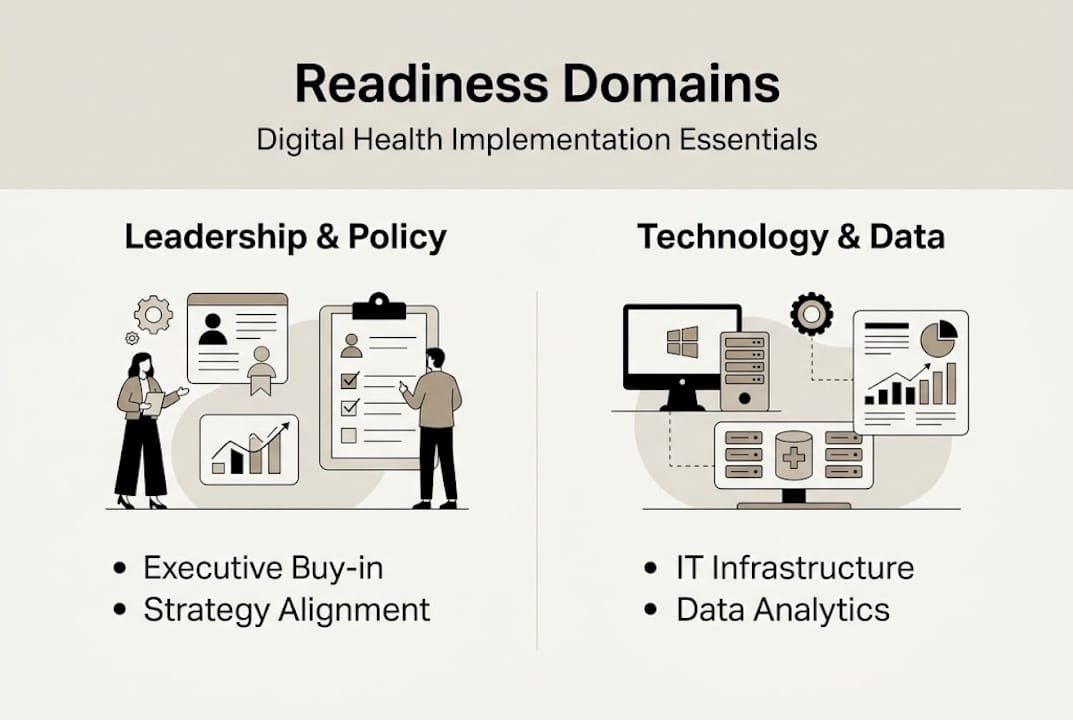 Infographic digital health readiness domains overview