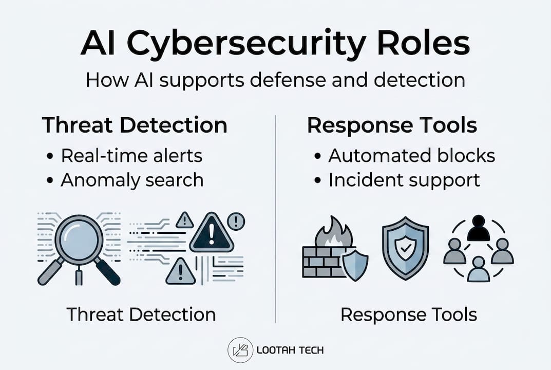 Infographic of AI’s roles in cybersecurity