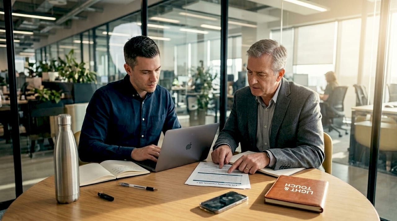 IT professionals discuss security controls at table