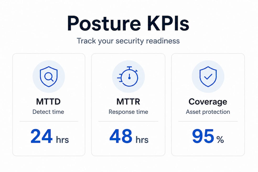 Infographic showing key cybersecurity posture metrics