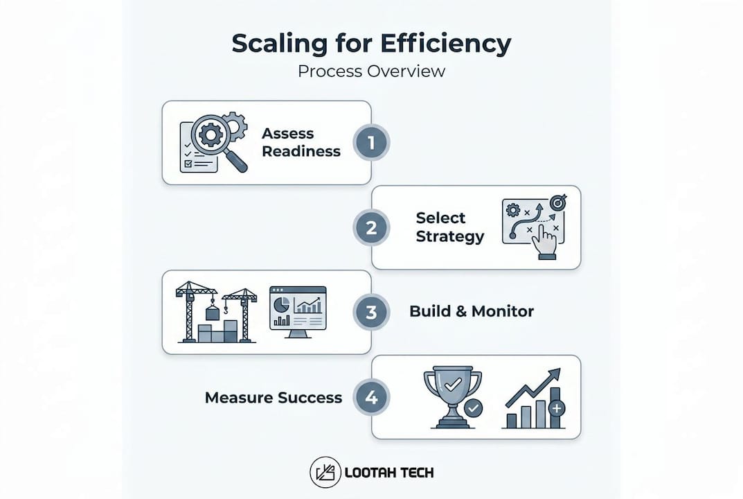 Infographic of key steps for scaling applications
