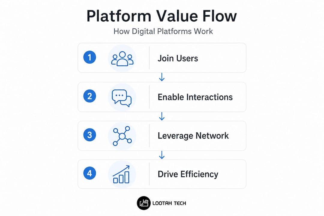 Infographic showing how digital platforms create value