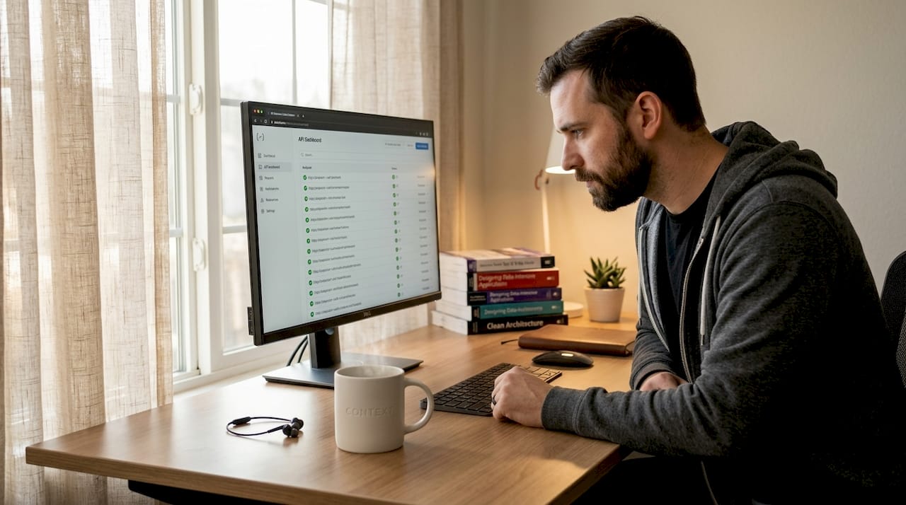 Developer checks API dashboard for mobile app