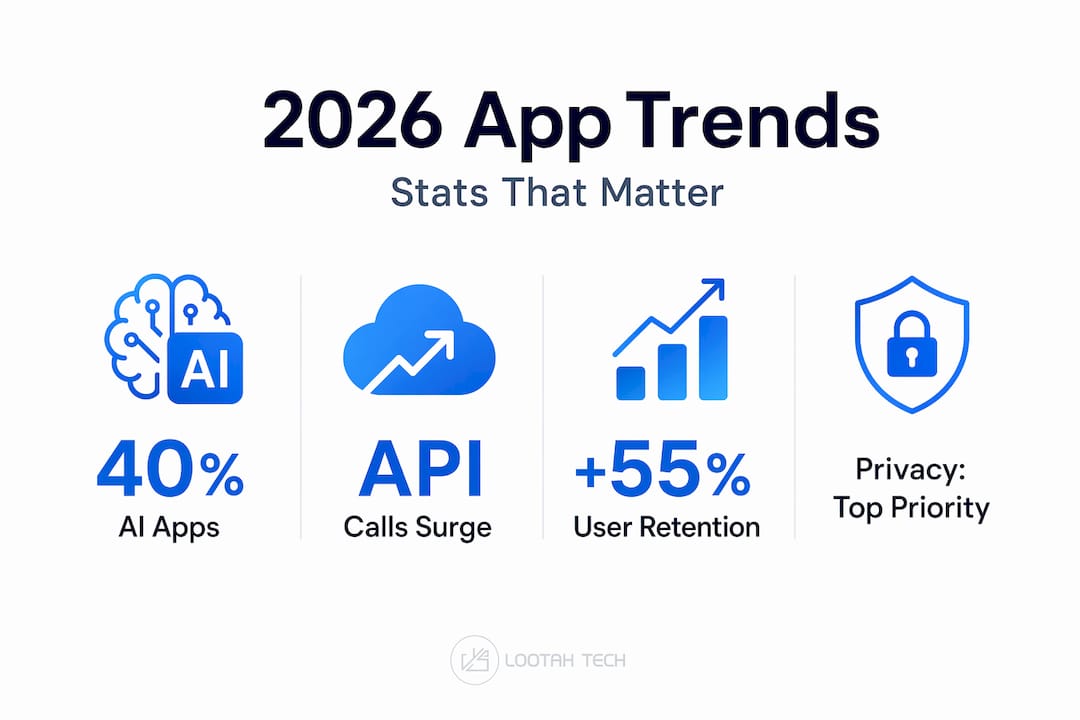Infographic shows 2026 mobile app trends stats